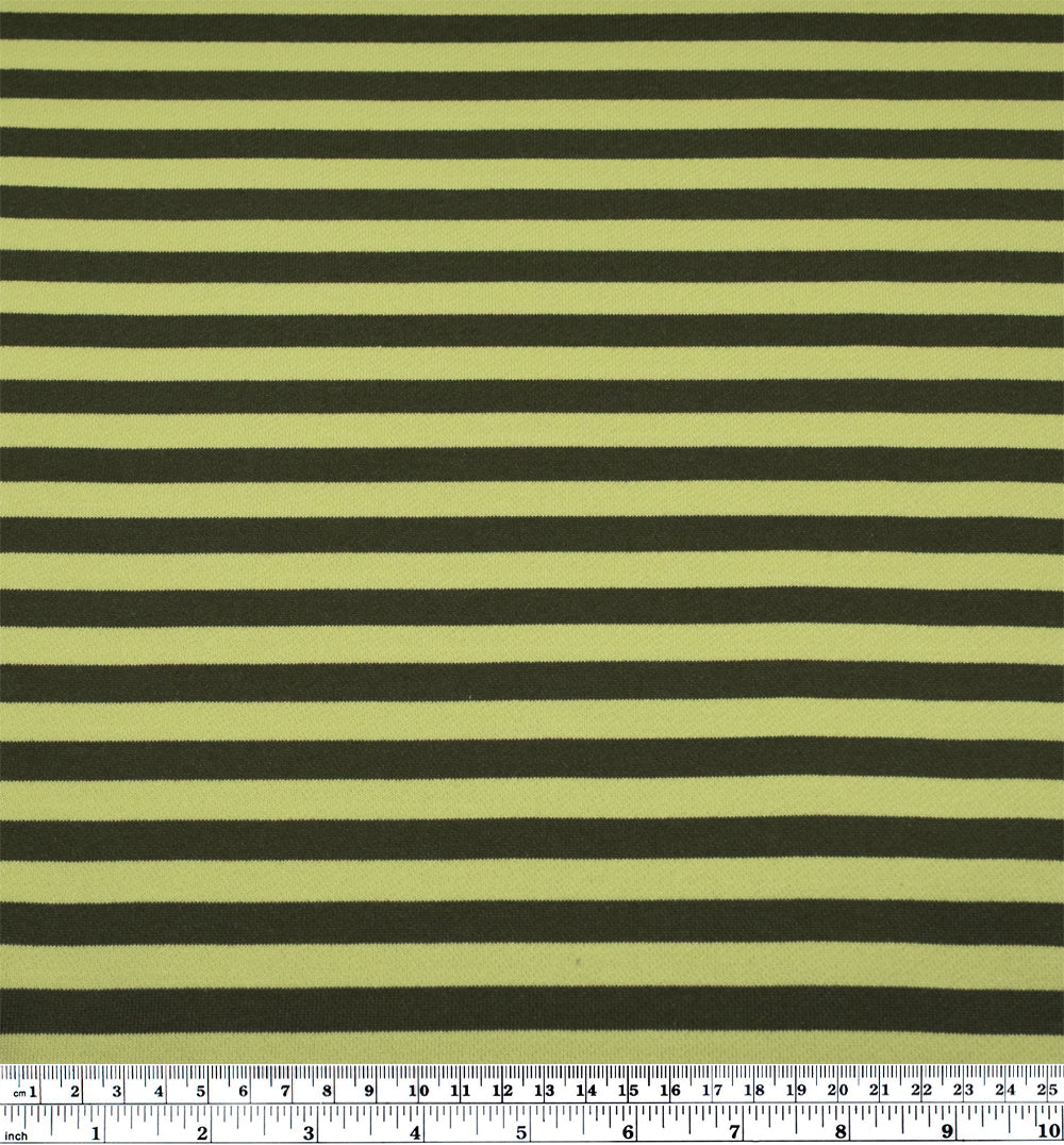Sundae Stripe Cotton French Terry - Sour Apple/Kale | Blackbird Fabrics