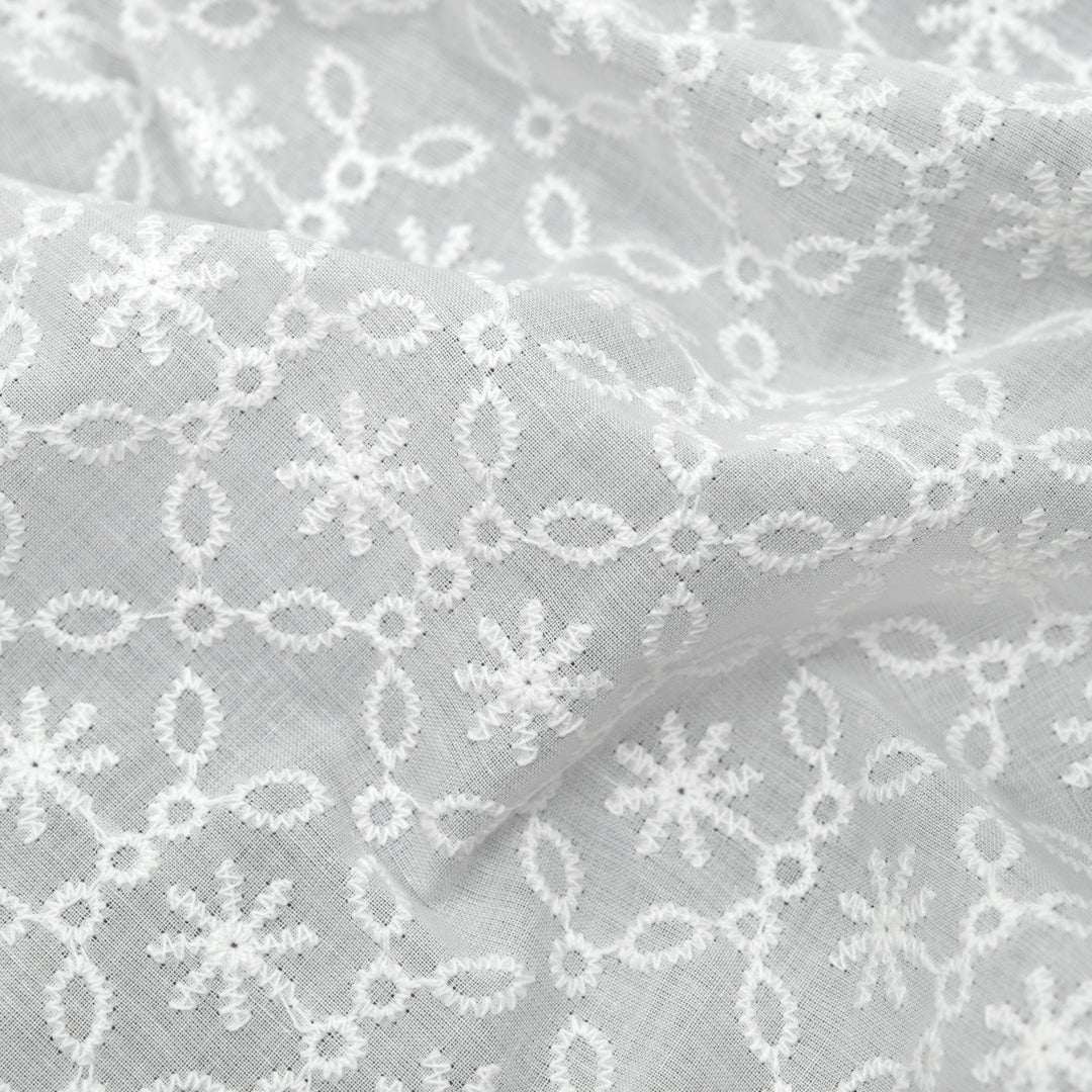 Frostbite Embroidered Cotton Voile - White | Blackbird Fabrics