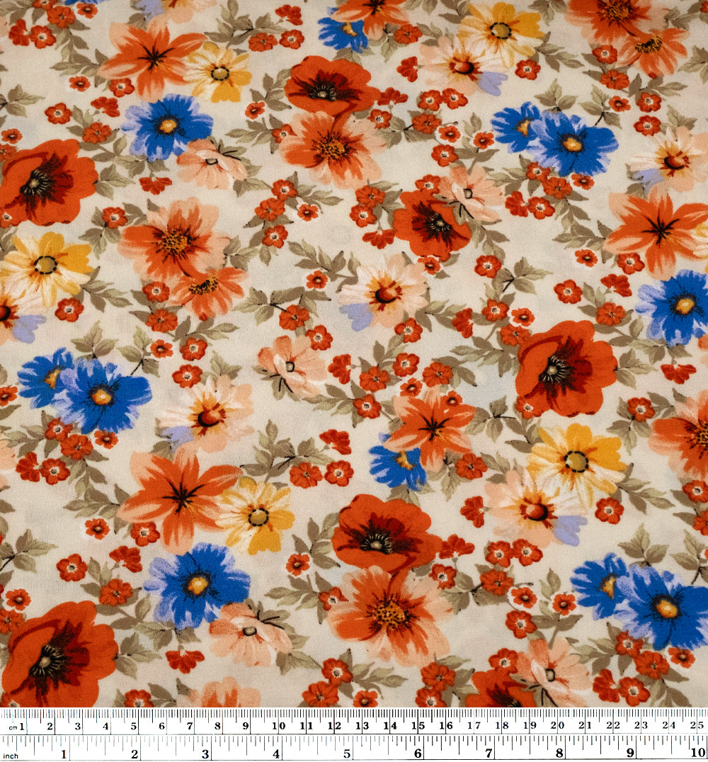 Poppy Fields Rayon Challis - Daylight | Blackbird Fabrics 