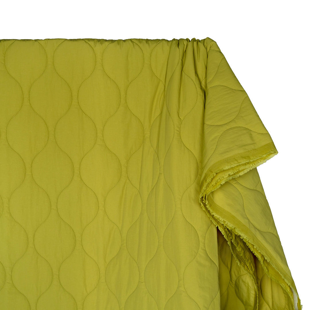 Wavy Quilted Nylon Puffer - Kiwi | Blackbird Fabrics