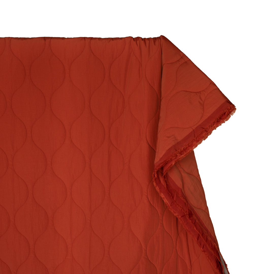 Wavy Quilted Nylon Puffer - Red Clay | Blackbird Fabrics