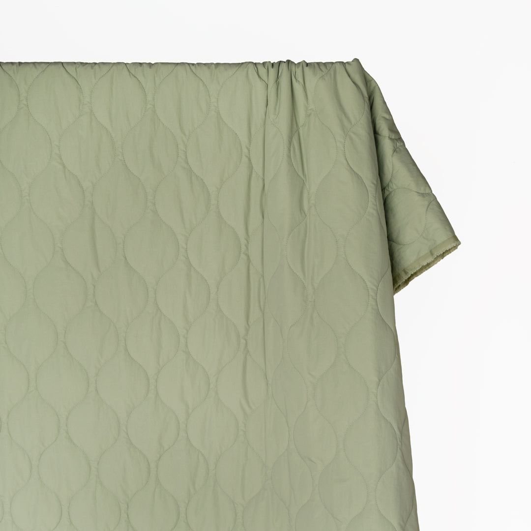 Wavy Quilted Nylon Puffer - Eucalyptus | Blackbird Fabrics