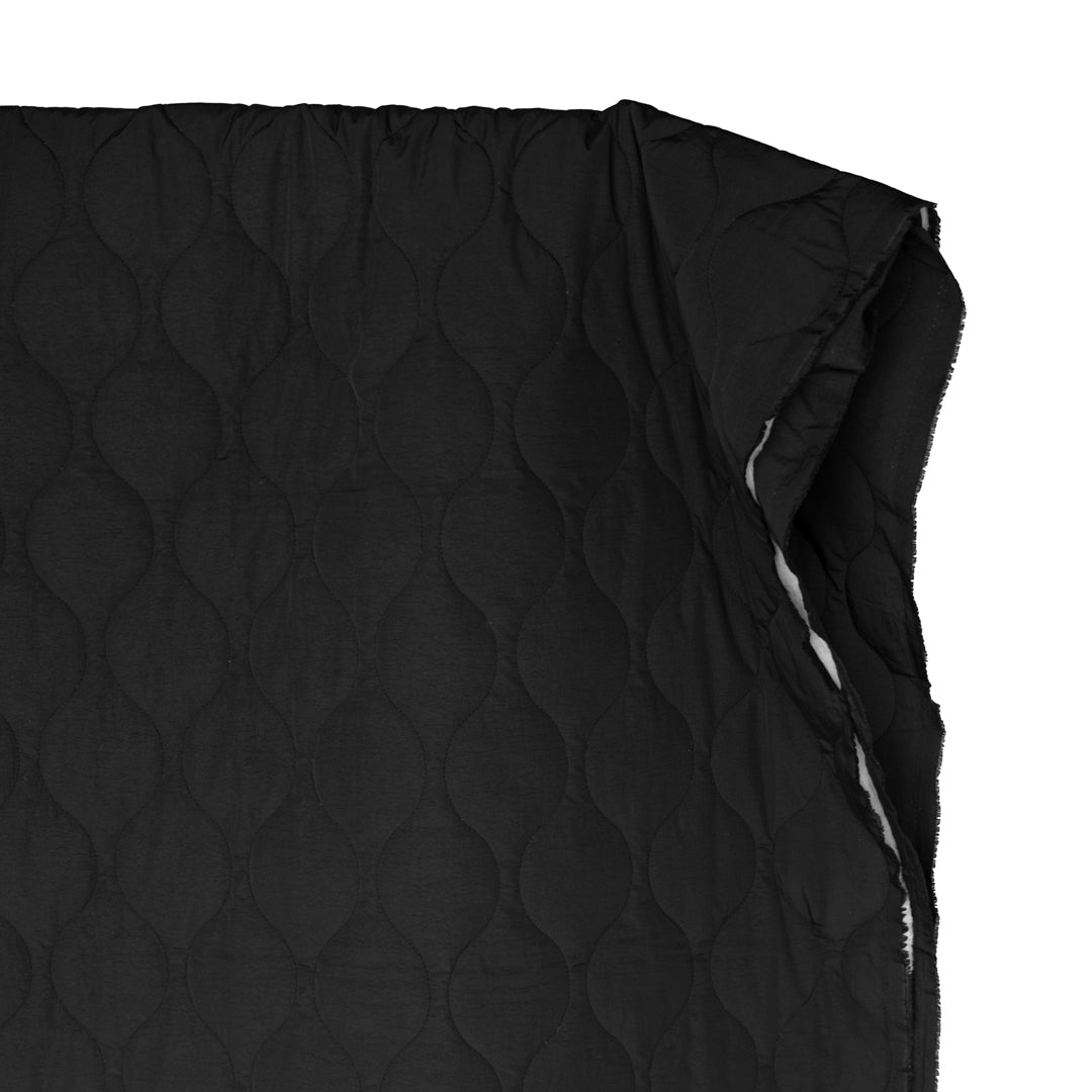 Wavy Quilted Nylon Puffer - Black | Blackbird Fabrics