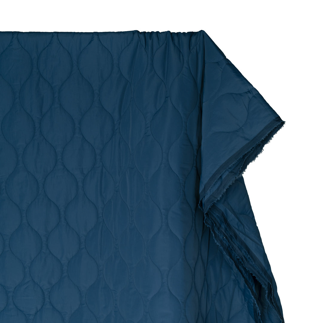 Wavy Quilted Nylon Puffer - Ocean | Blackbird Fabrics
