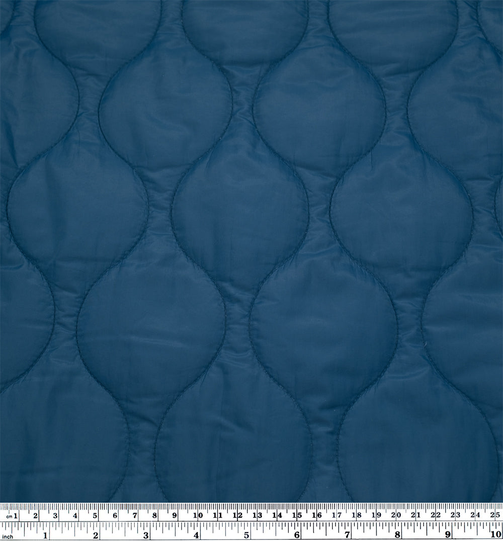 Wavy Quilted Nylon Puffer - Ocean | Blackbird Fabrics