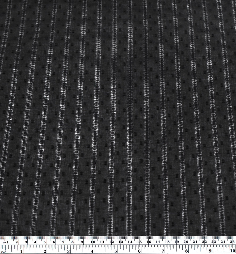 Delicate Stripe Cotton Dobby - Black | Blackbird Fabrics