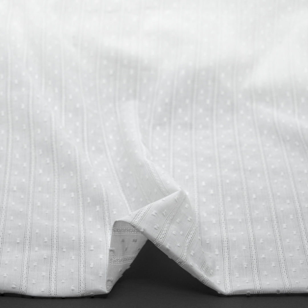Delicate Stripe Cotton Dobby - White | Blackbird Fabrics