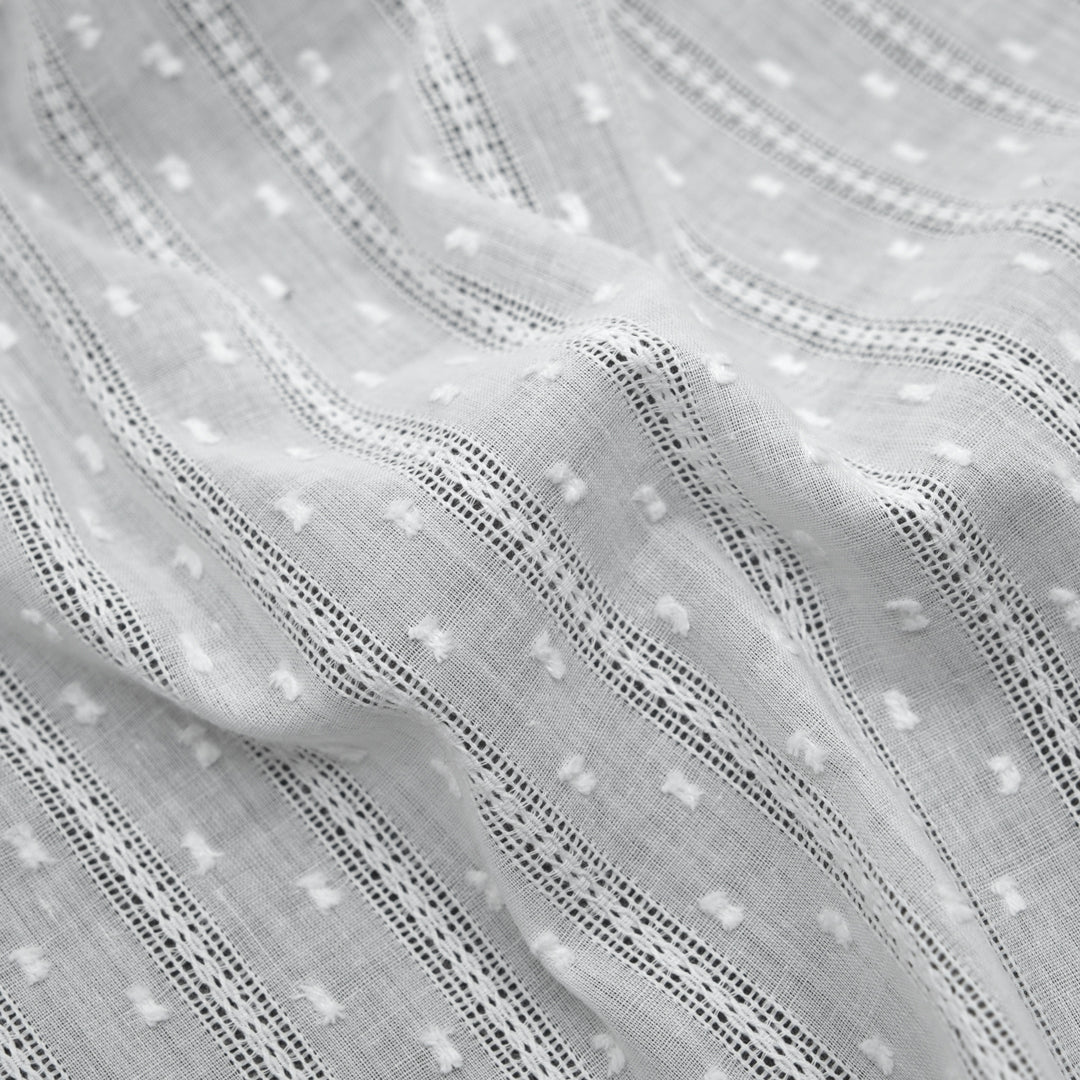 Delicate Stripe Cotton Dobby - White | Blackbird Fabrics