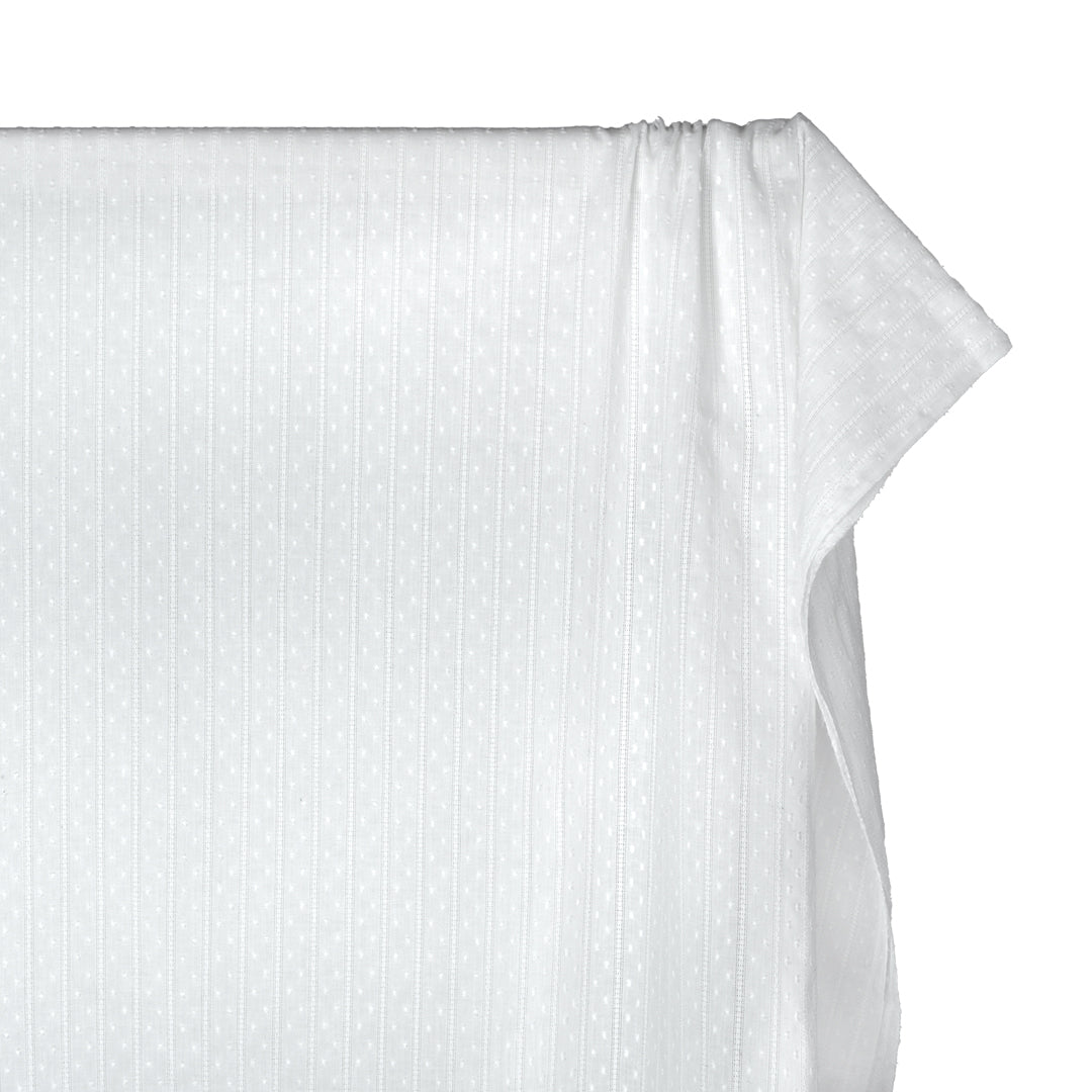 Delicate Stripe Cotton Dobby - White | Blackbird Fabrics