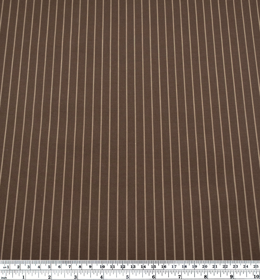 Chalk Stripe Cotton Shirting - Russet/Biscuit | Blackbird Fabrics
