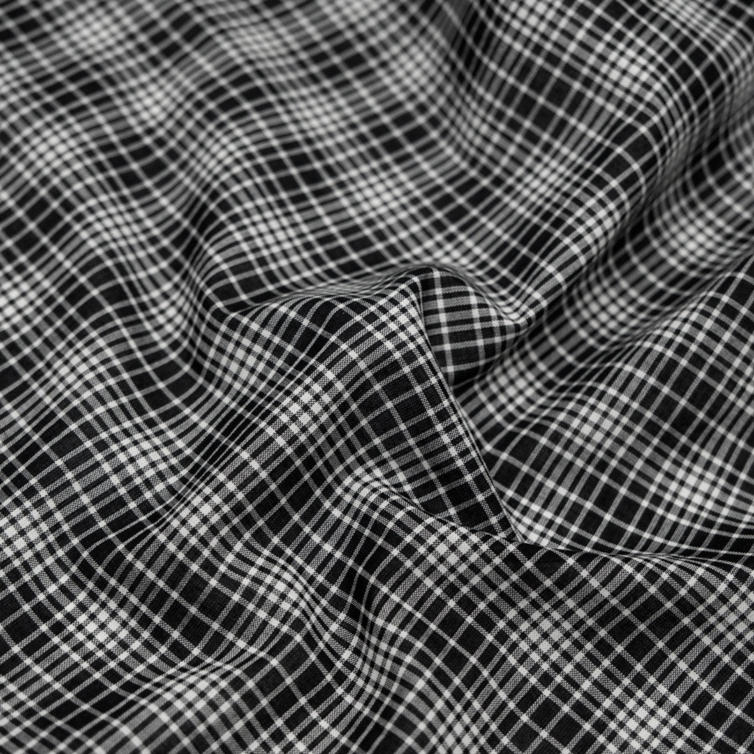 Graphite Lightweight Plaid Cotton shirting - Black | Blackbird Fabrics