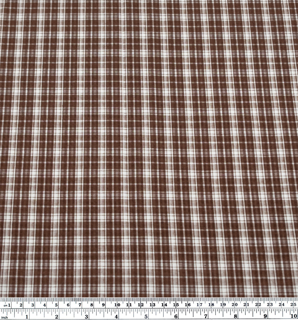 Daytrip Plaid Poly Cotton Seersucker - Clove | Blackbird Fabrics