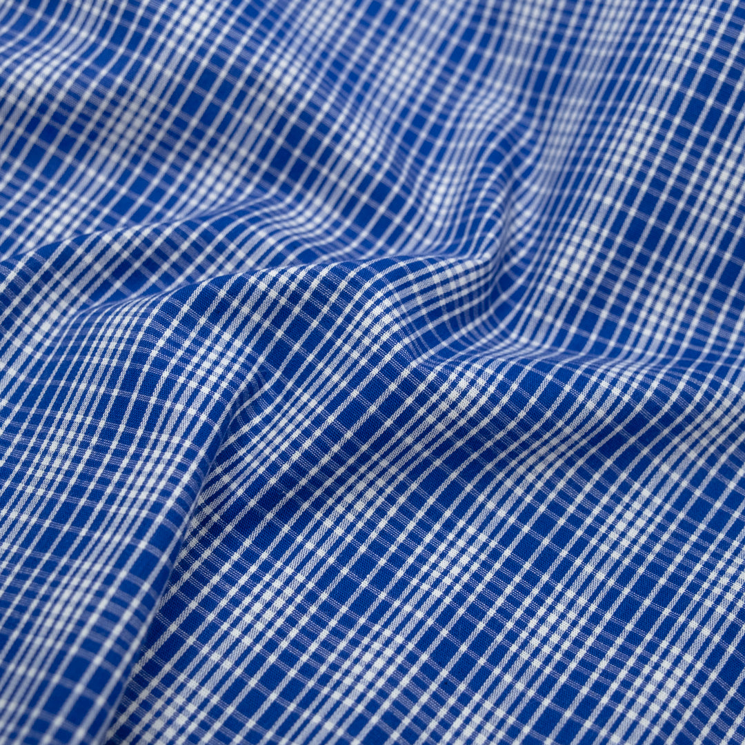 Blueprint Plaid Cotton Shirting - Lapis | Blackbird Fabrics