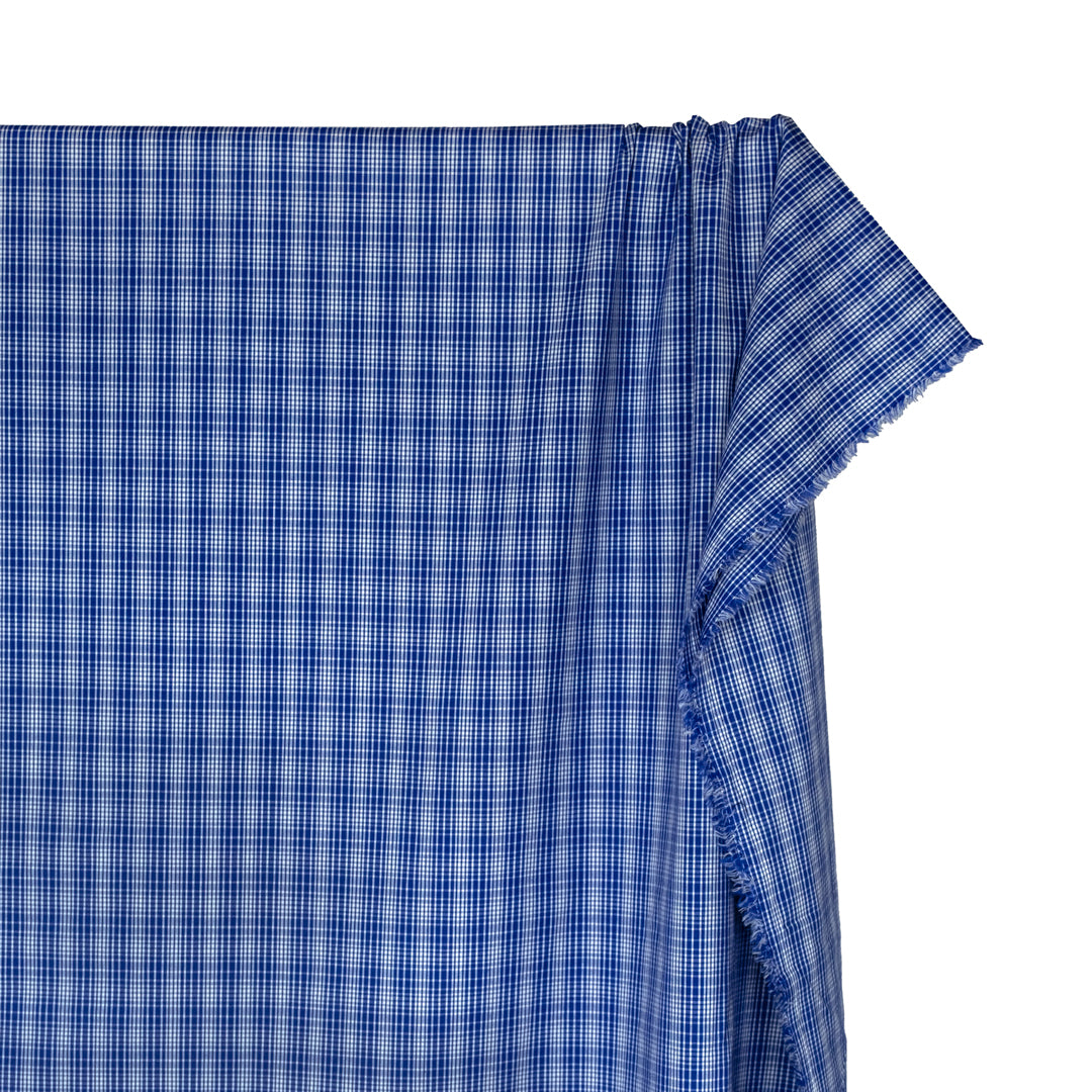 Blueprint Plaid Cotton Shirting - Lapis | Blackbird Fabrics