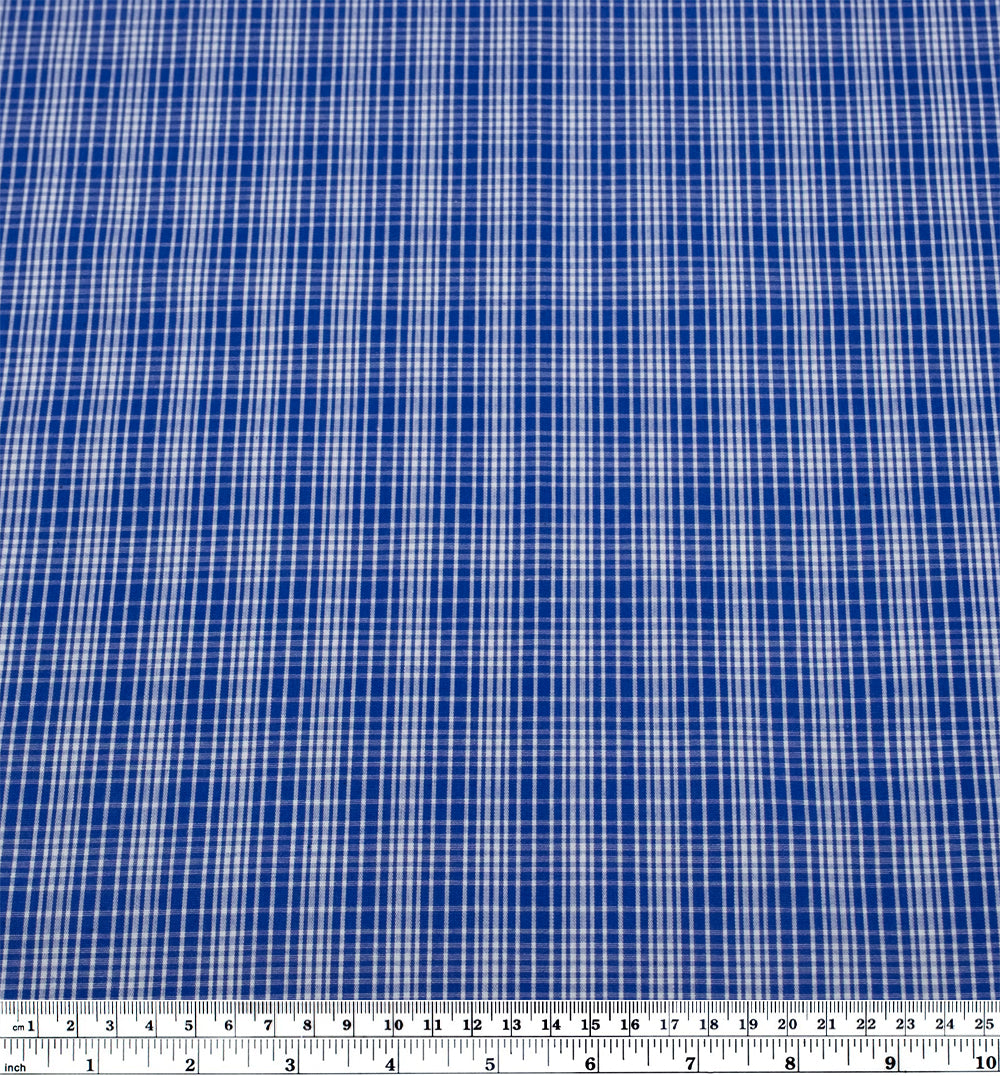 Blueprint Plaid Cotton Shirting - Lapis | Blackbird Fabrics