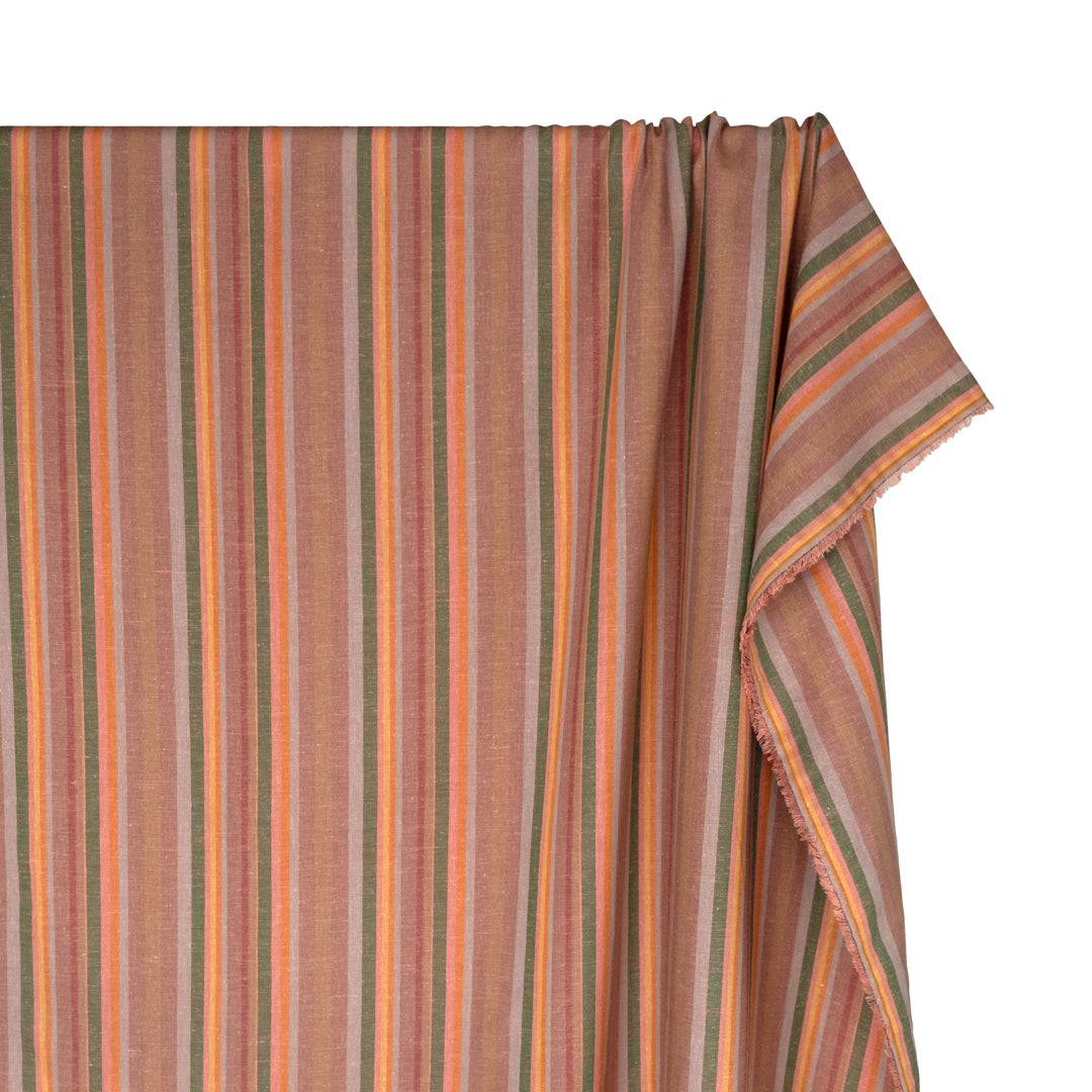 Sunset Stripe Hemp Lyocell Blend - Rosette/Multi | Blackbird Fabrics