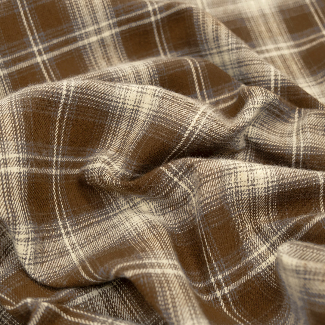 Smolder Plaid Cotton Flannel - Tobacco/Ivory | Blackbird Fabrics