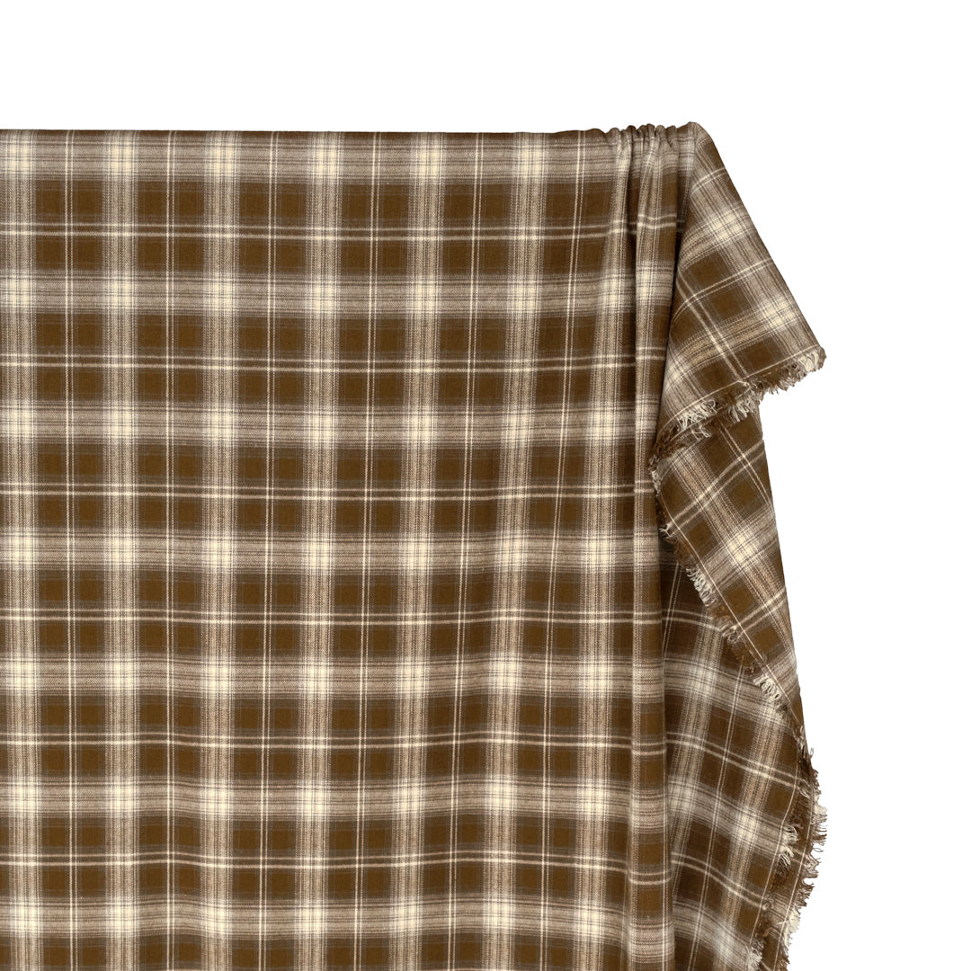 Smolder Plaid Cotton Flannel - Tobacco/Ivory | Blackbird Fabrics
