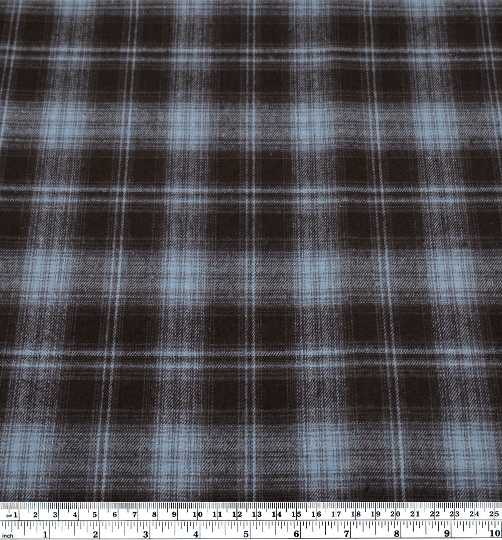 Smolder Plaid Cotton Flannel - Fudge/Ice Blue | Blackbird Fabrics