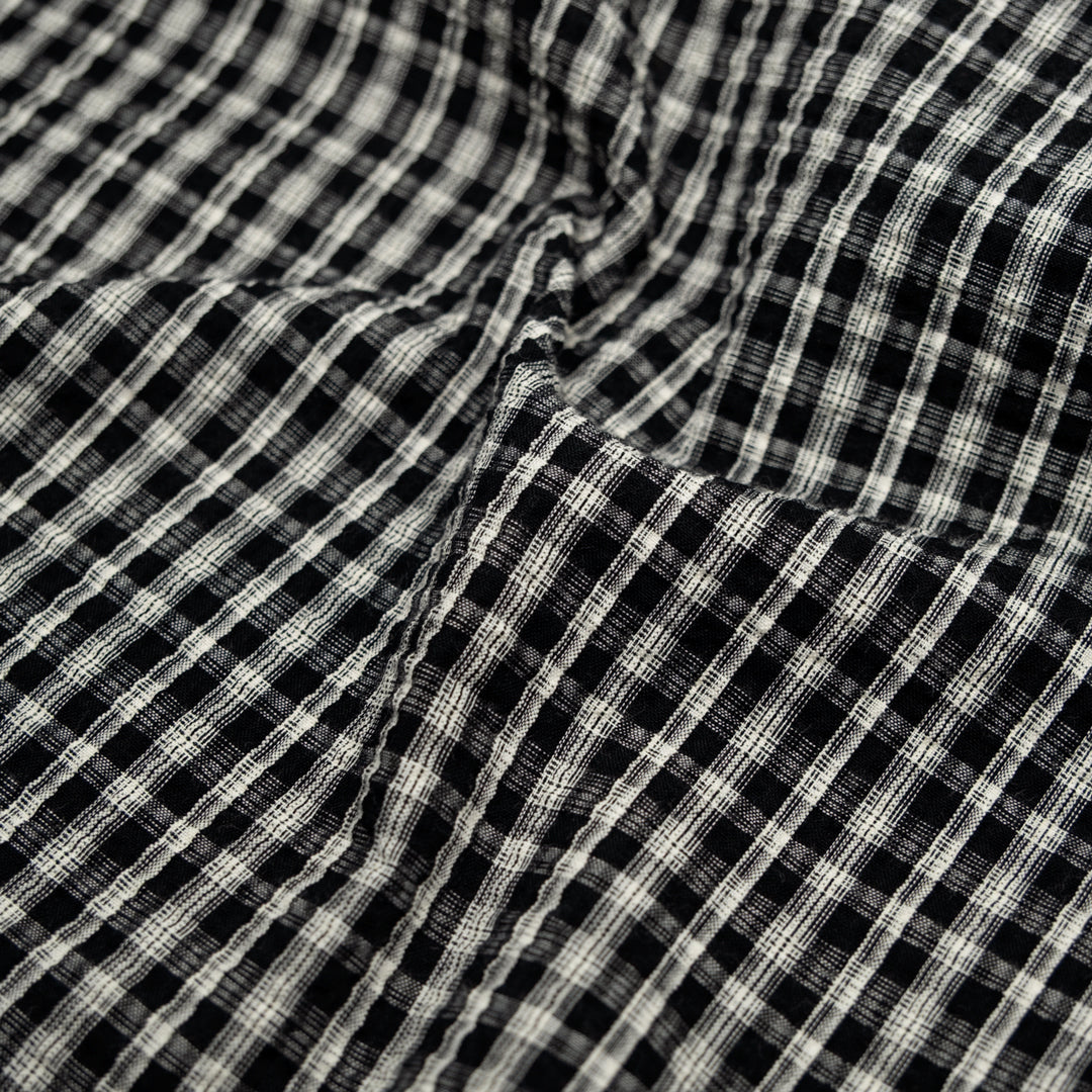 Bungalow Plaid Cotton Poly Seersucker - Black | Blackbird Fabrics