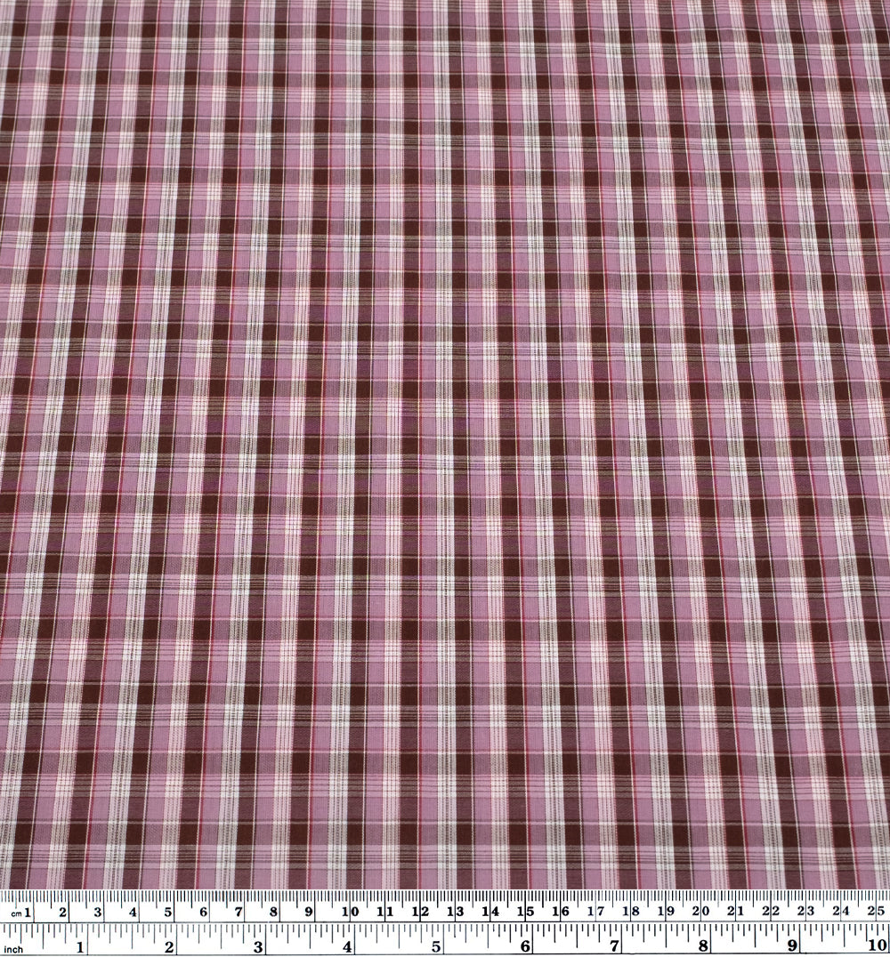 Mini Plaid Cotton Shirting - Thistle/Cabernet | Blackbird Fabrics