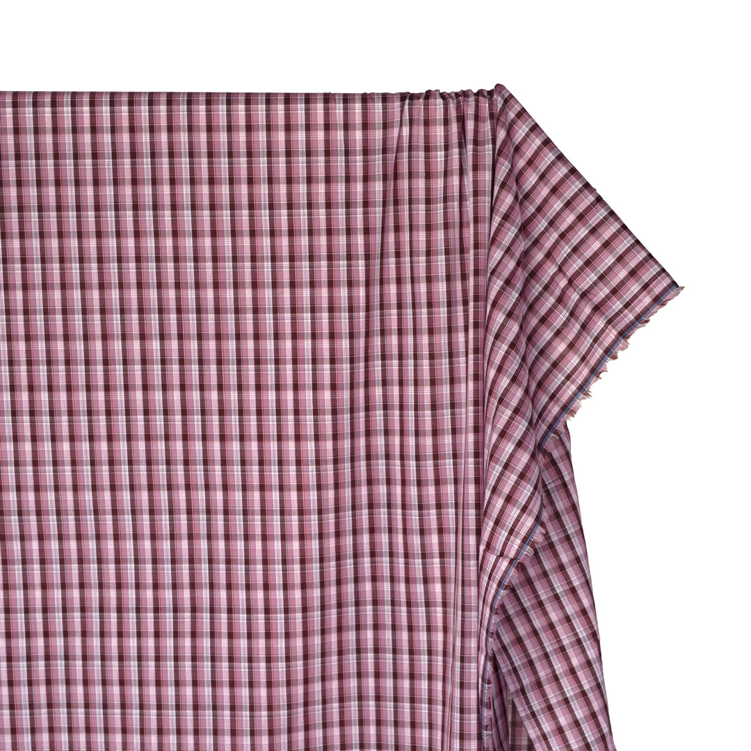 Mini Plaid Cotton Shirting - Thistle/Cabernet | Blackbird Fabrics