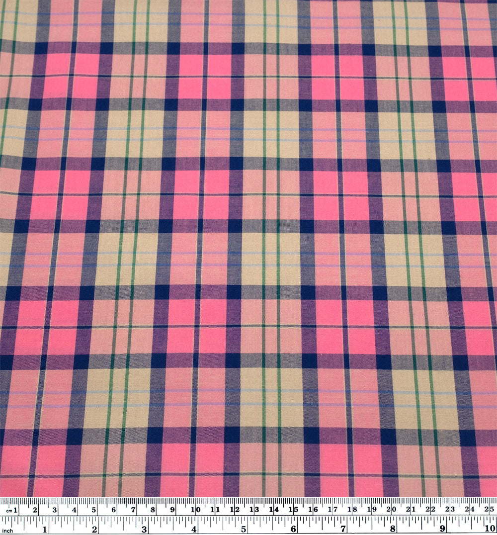 Vivid Plaid Cotton Shirting - Taffy/Multi | Blackbird Fabrics