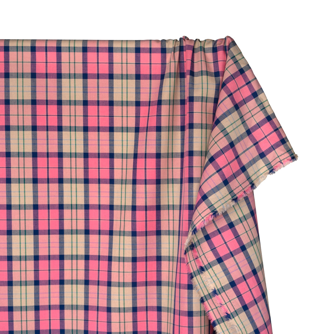 Vivid Plaid Cotton Shirting - Taffy/Multi | Blackbird Fabrics