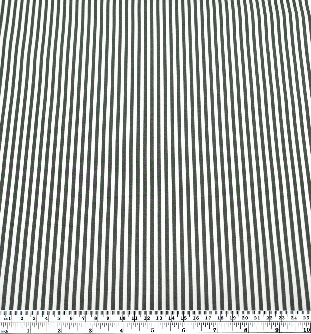 Candy Stripe Brushed Cotton Shirting - Pine/White | Blackbird Fabrics