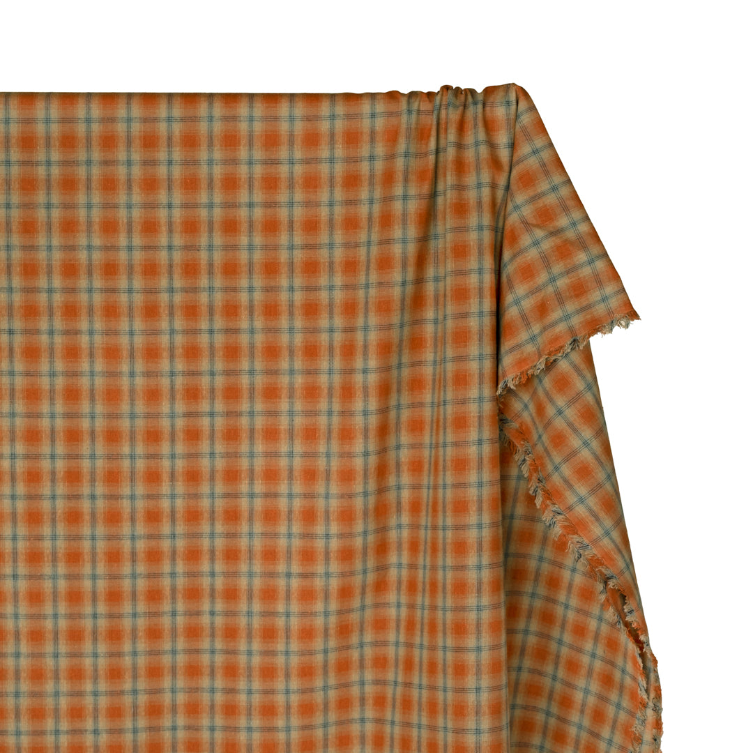 Retro Plaid Cotton Shirting - Yam/Multi | Blackbird Fabrics