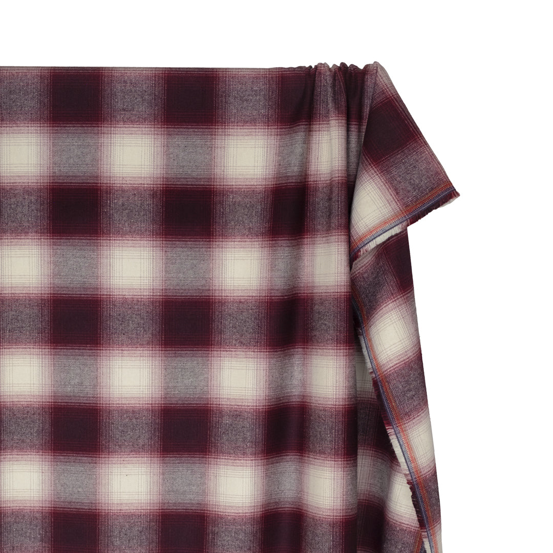 Backwoods Plaid Cotton Flannel - Boysenberry/Ivory | Blackbird Fabrics