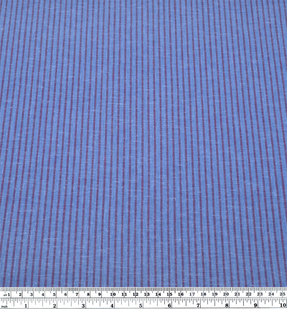 Striped Stretch Hemp Lyocell Blend - Cornflower/Berry | Blackbird Fabrics