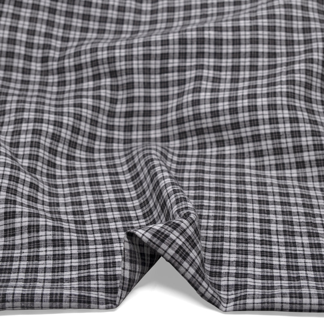Plaid Hemp Lyocell Blend - Black/Cloud | Blackbird Fabrics
