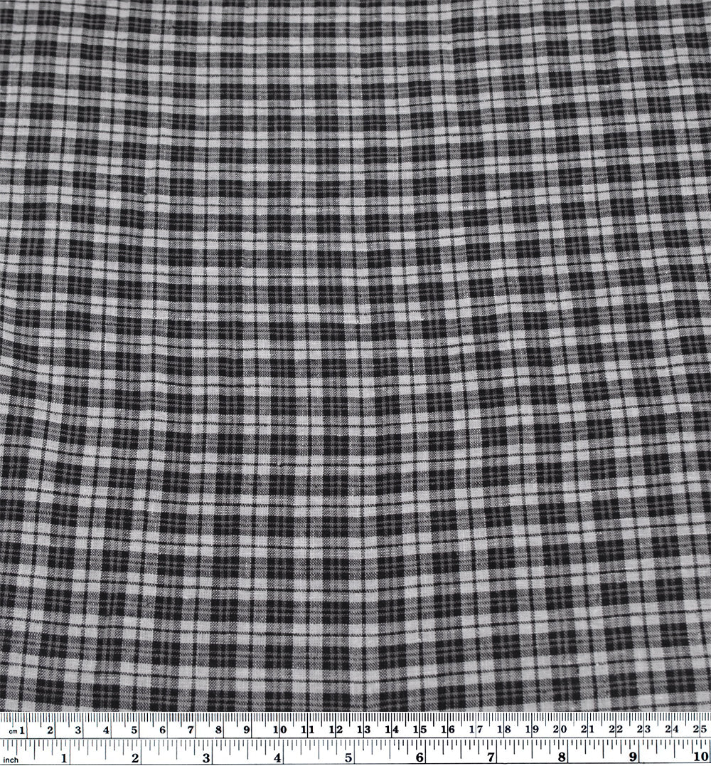 Plaid Hemp Lyocell Blend - Black/Cloud | Blackbird Fabrics