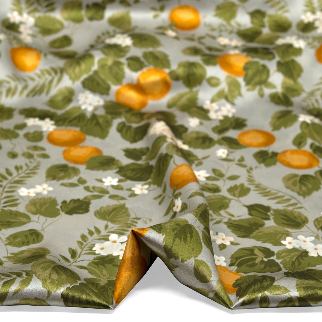 Deadstock Sweet Citrus Silk Charmeuse - Cucumber/Sherbert | Blackbird Fabrics