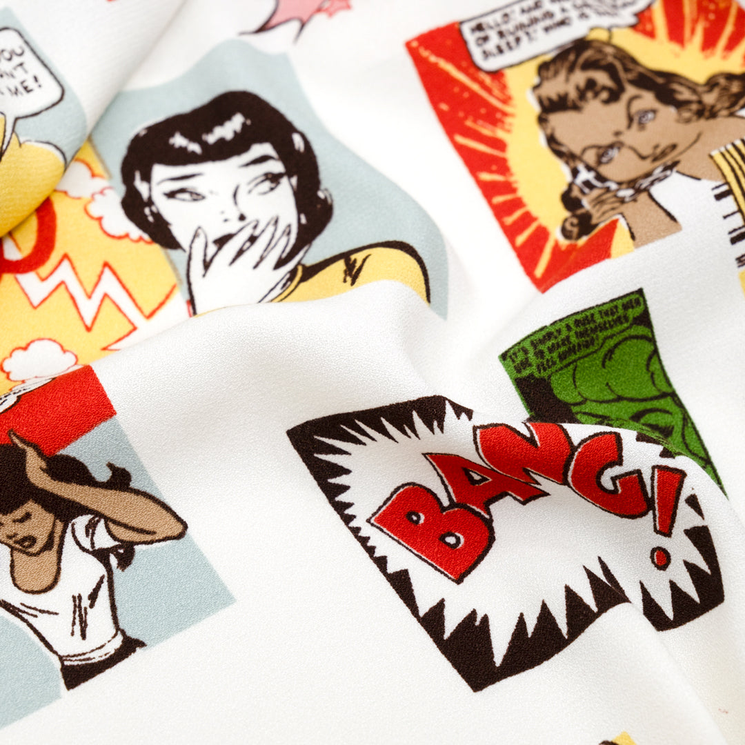 Deadstock Femme Fatale Viscose Crepe - White/Multi | Blackbird Fabrics