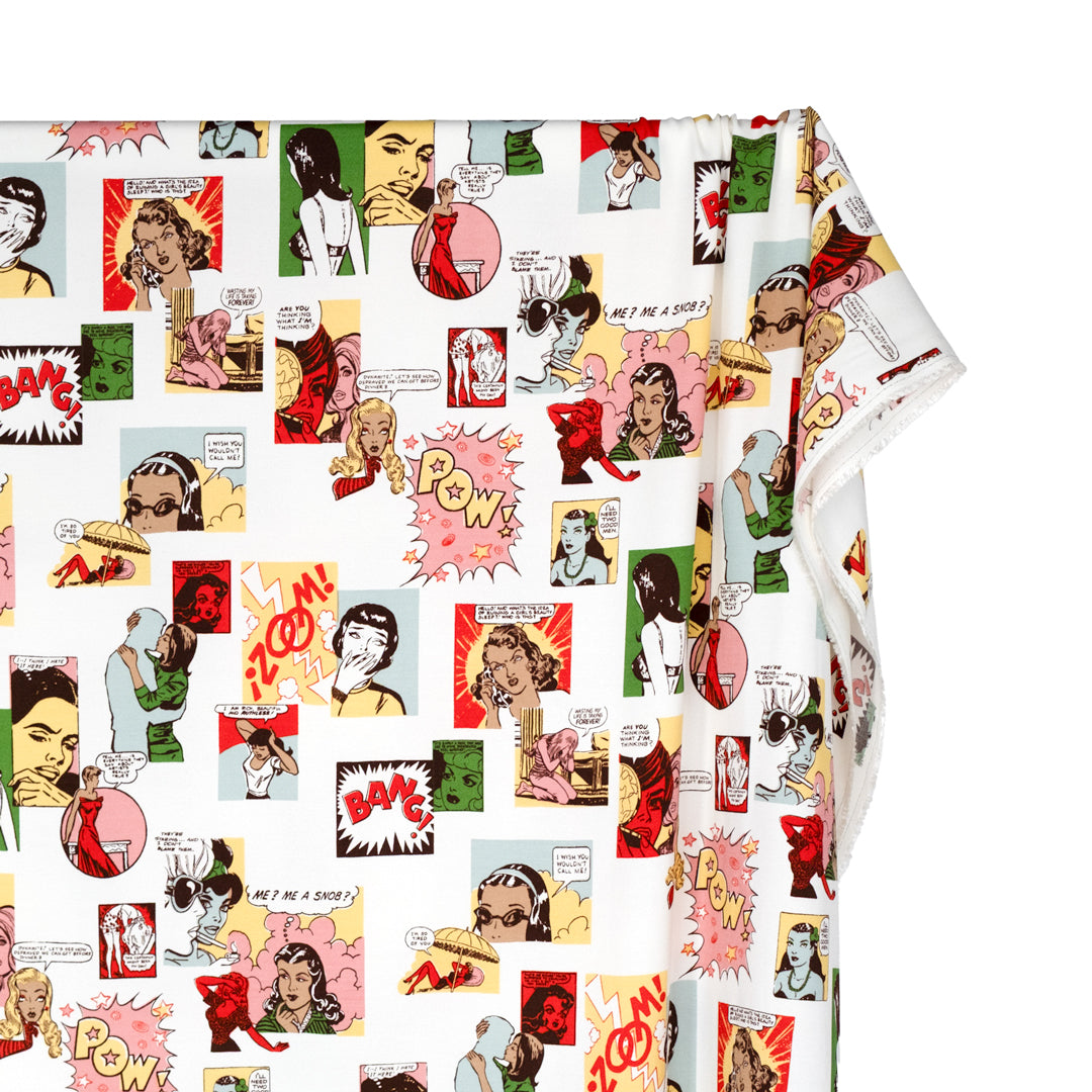 Deadstock Femme Fatale Viscose Crepe - White/Multi | Blackbird Fabrics