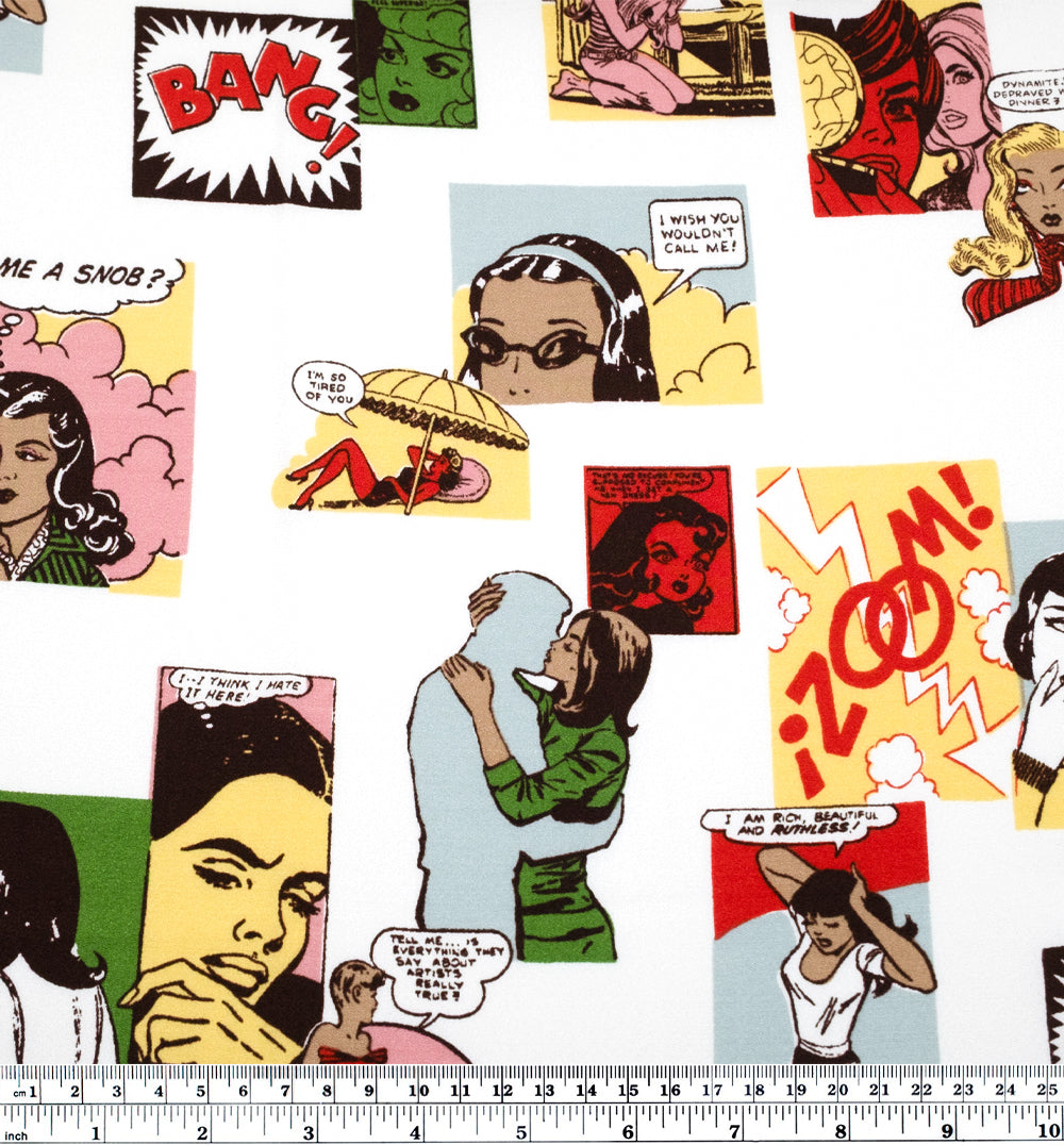 Deadstock Femme Fatale Viscose Crepe - White/Multi | Blackbird Fabrics