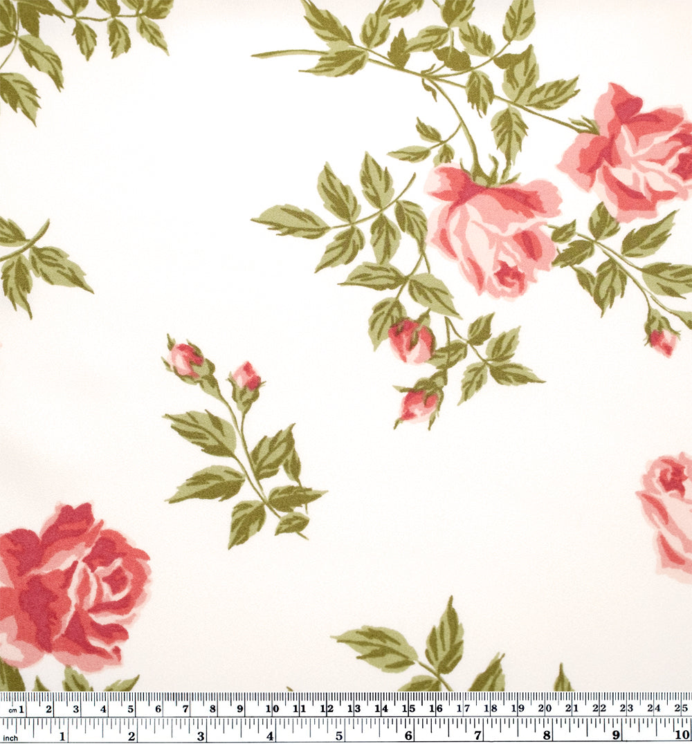 Deadstock Sonata Viscose Crepe - White/Rose | Blackbird Fabrics