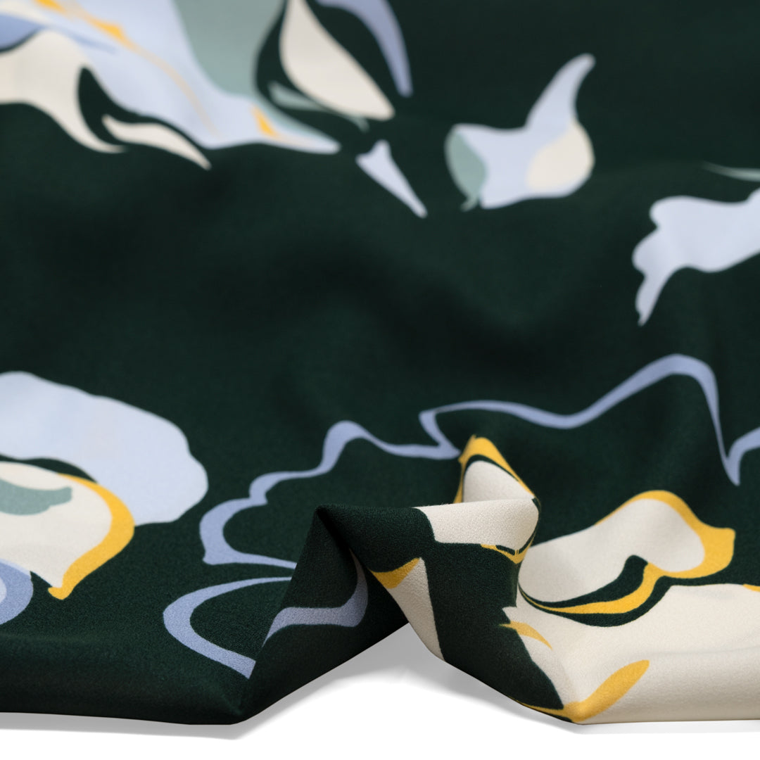 Deadstock Symphony Viscose Crepe - Pine/Baby Blue | Blackbird Fabrics