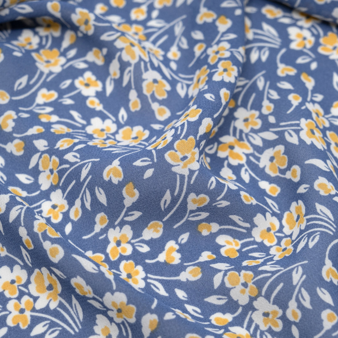 Deadstock Harmony Viscose Georgette - Bluestone/Buttercup | Blackbird Fabrics