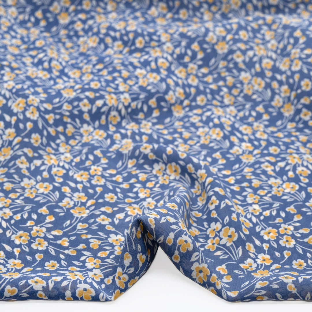 Deadstock Harmony Viscose Georgette - Bluestone/Buttercup | Blackbird Fabrics