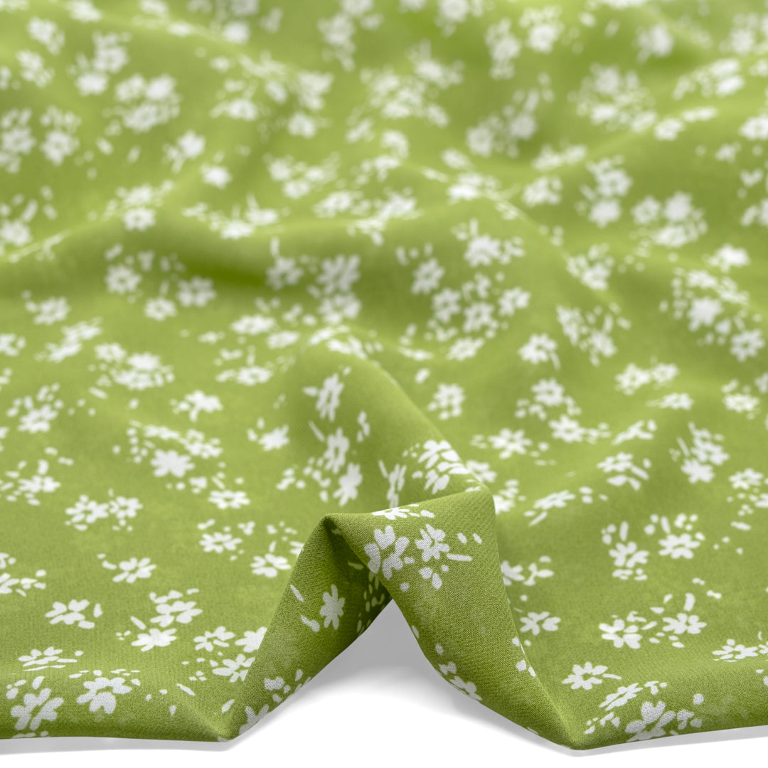Deadstock April Viscose Georgette - Spring Green/White | Blackbird Fabrics