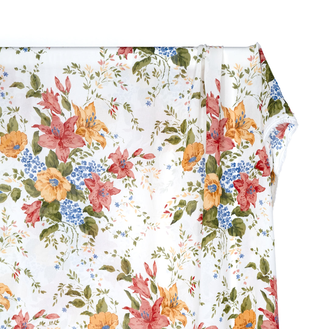 Deadstock Spring Lily Viscose Georgette - White/Multi | Blackbird Fabrics