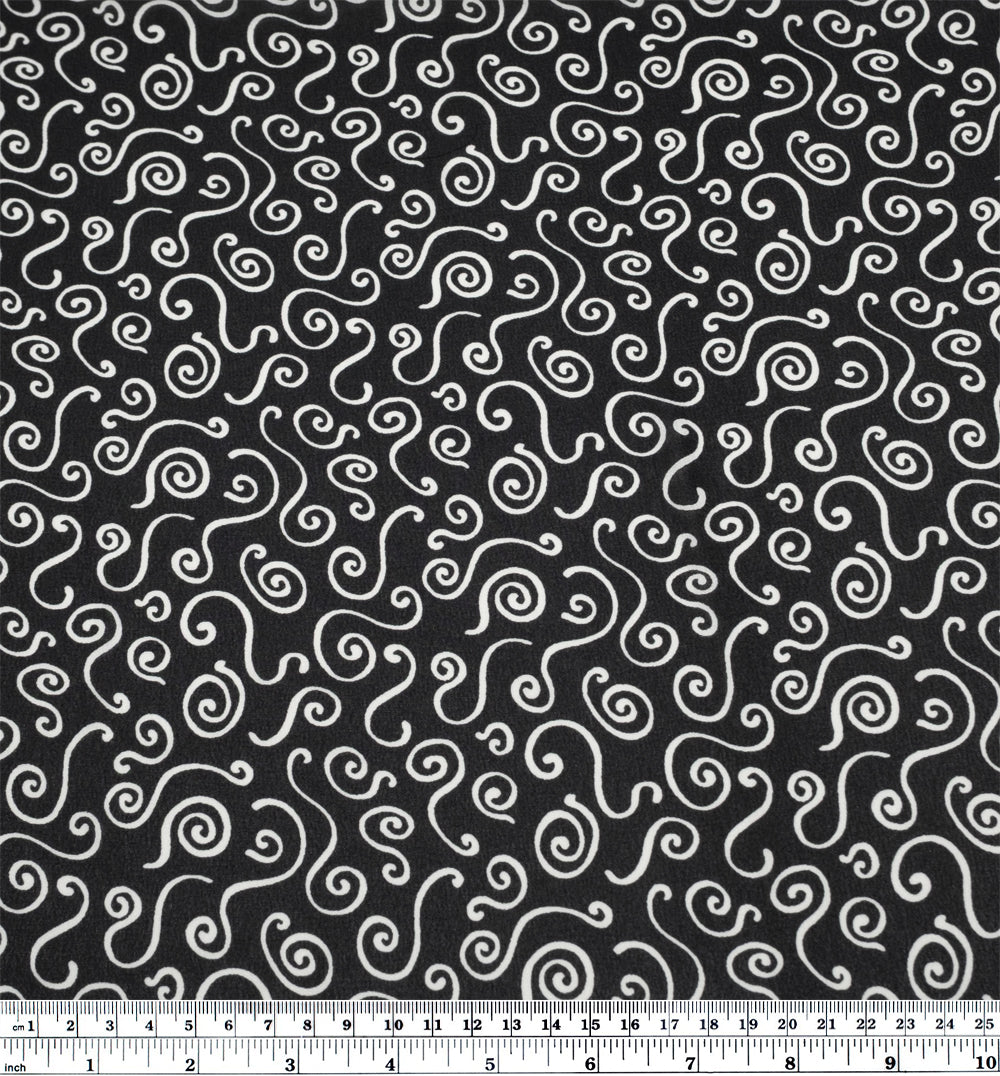 Deadstock Curly Whirly Viscose Georgette - Black/White | Blackbird Fabrics
