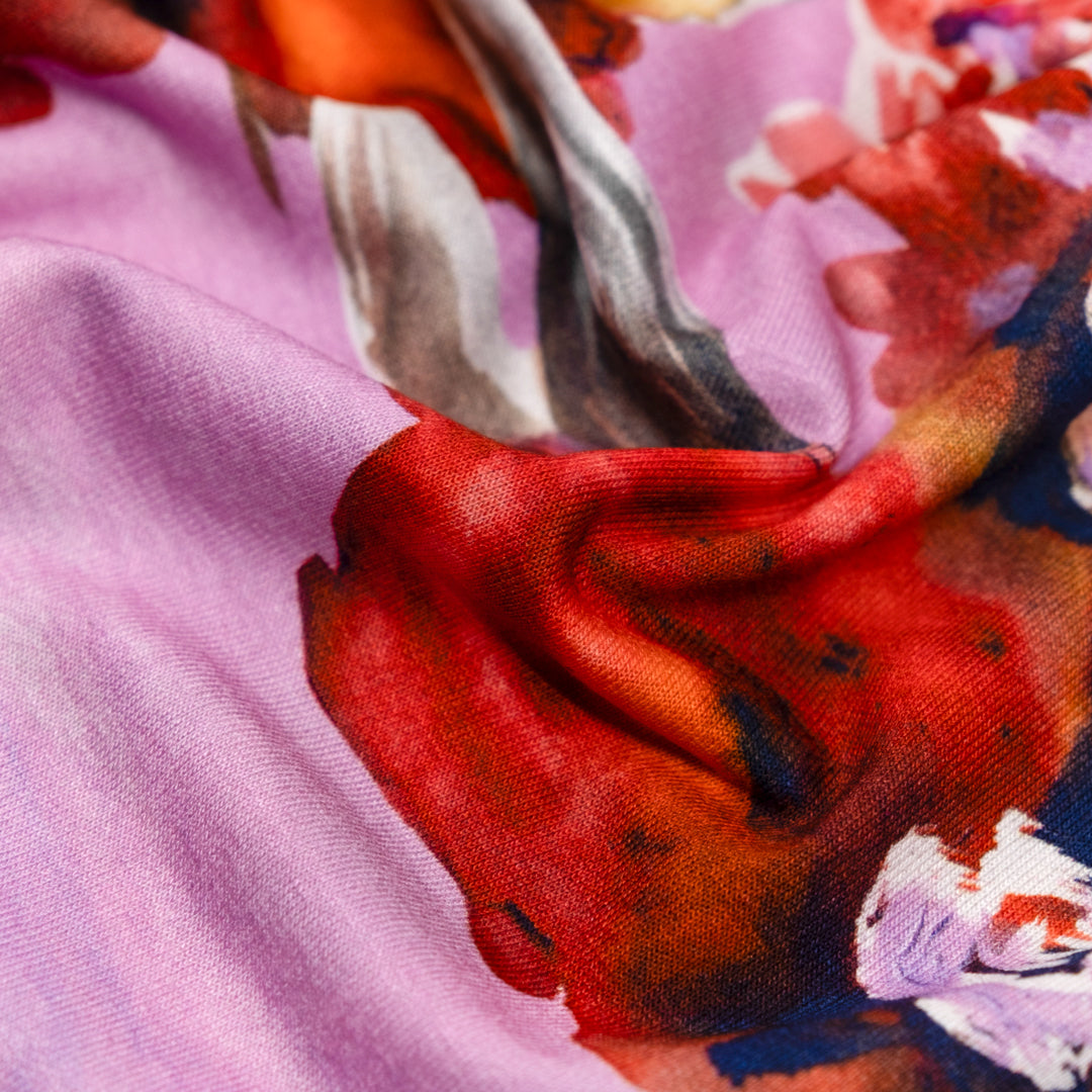 Deadstock Floral Euphoria Viscose Jersey - Candy Pink | Blackbird Fabrics