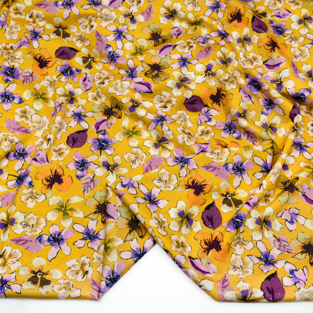 Deadstock Abundant Nectar Viscose Jersey - Daffodil | Blackbird Fabrics