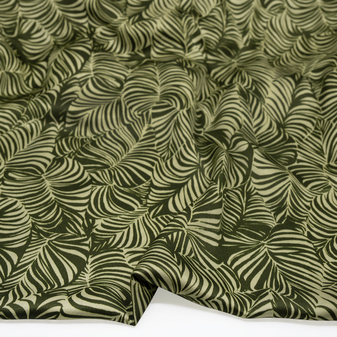 Deadstock Undergrowth Viscose Satin - Eucalyptus/Forest | Blackbird Fabrics