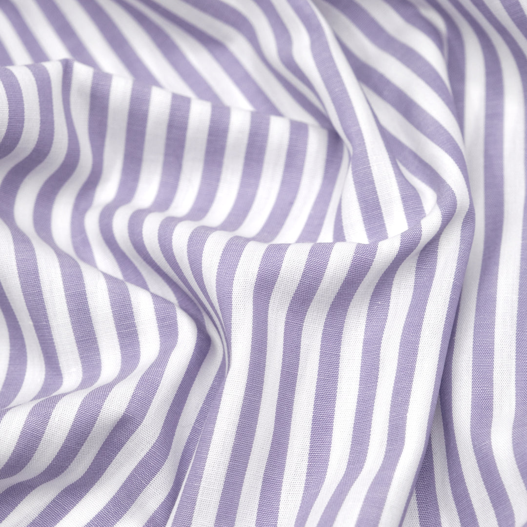 Deadstock Refined Stripe Cotton Shirting - White/Lavender | Blackbird Fabrics
