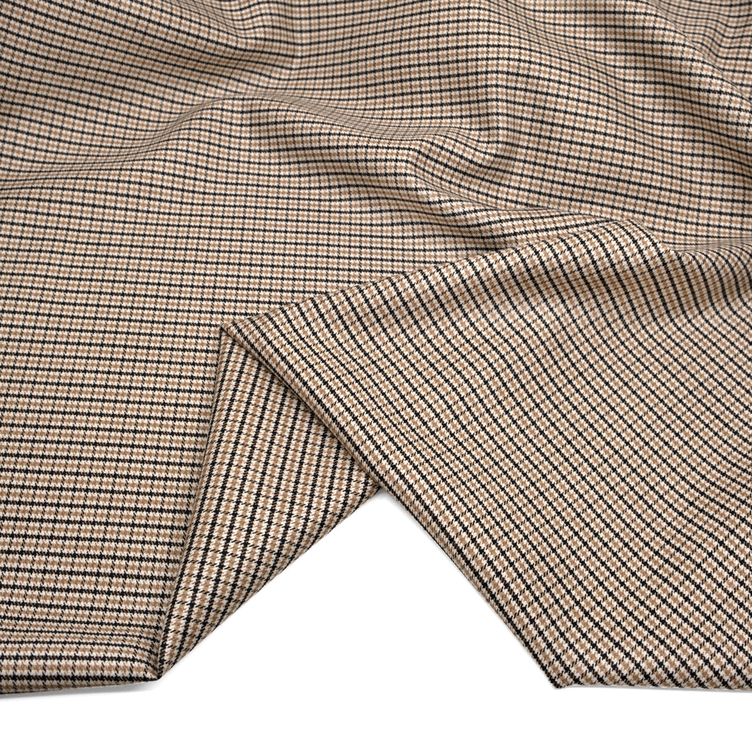 Deadstock Mini Check Poly Viscose Suiting - Toasty | Blackbird Fabrics